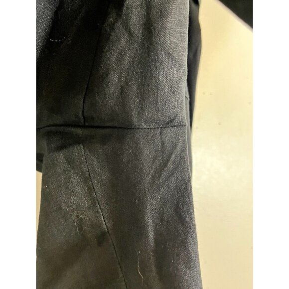 Coldwater Creek Linen Pant 16 Black Belted Neutral Classic Chic Preppy - Picture 9 of 12